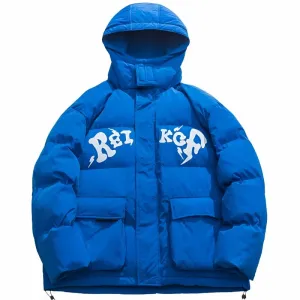 Letter Graphic Puffer Jacket