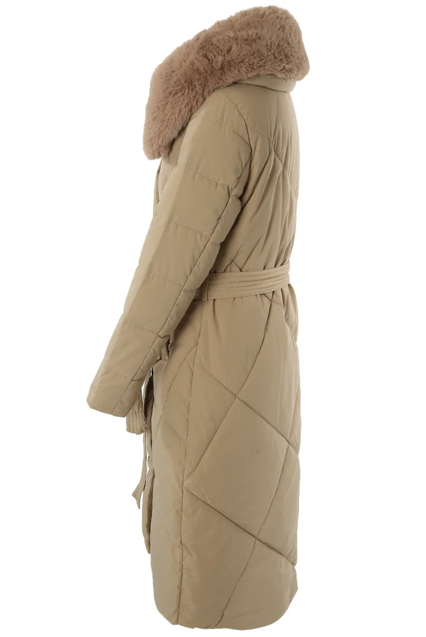 Long Puffer Long Coat With Removable Faux Fur