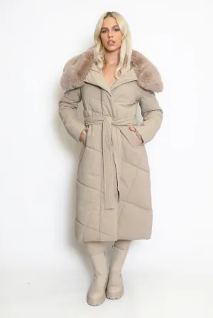 Long Puffer Long Coat With Removable Faux Fur