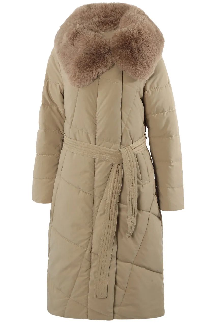 Long Puffer Long Coat With Removable Faux Fur