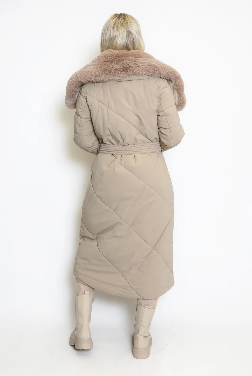 Long Puffer Long Coat With Removable Faux Fur