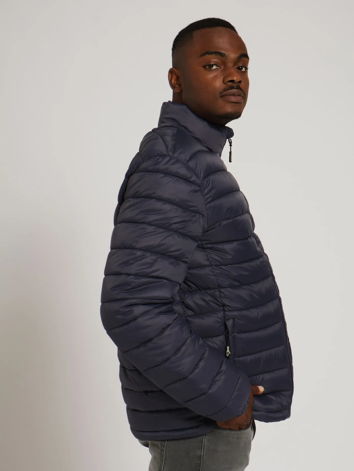 Long Sleeve Puffer Jacket - Navy