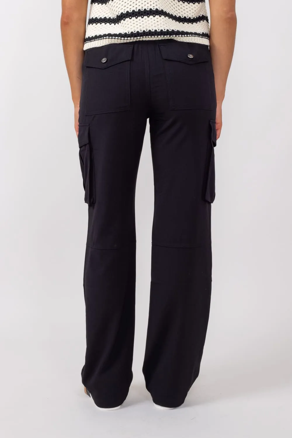 Love Tree Straight Cargo Pants for Women in Black | 6949PN-BLACK