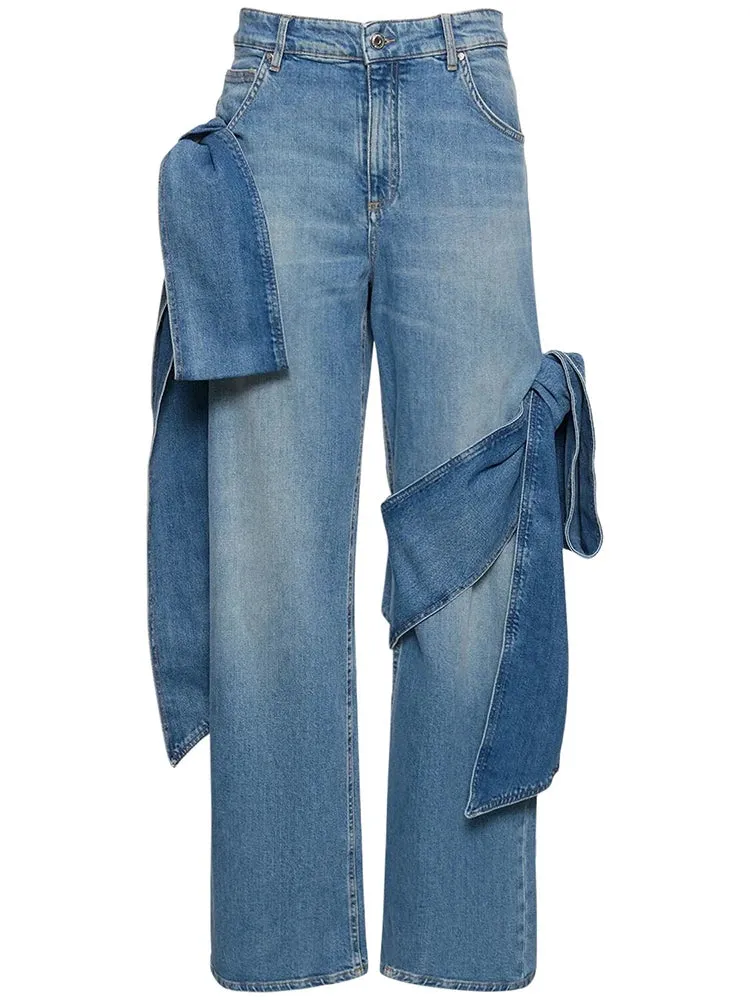 Low Rise Bowknots Jeans Wide Leg Pants