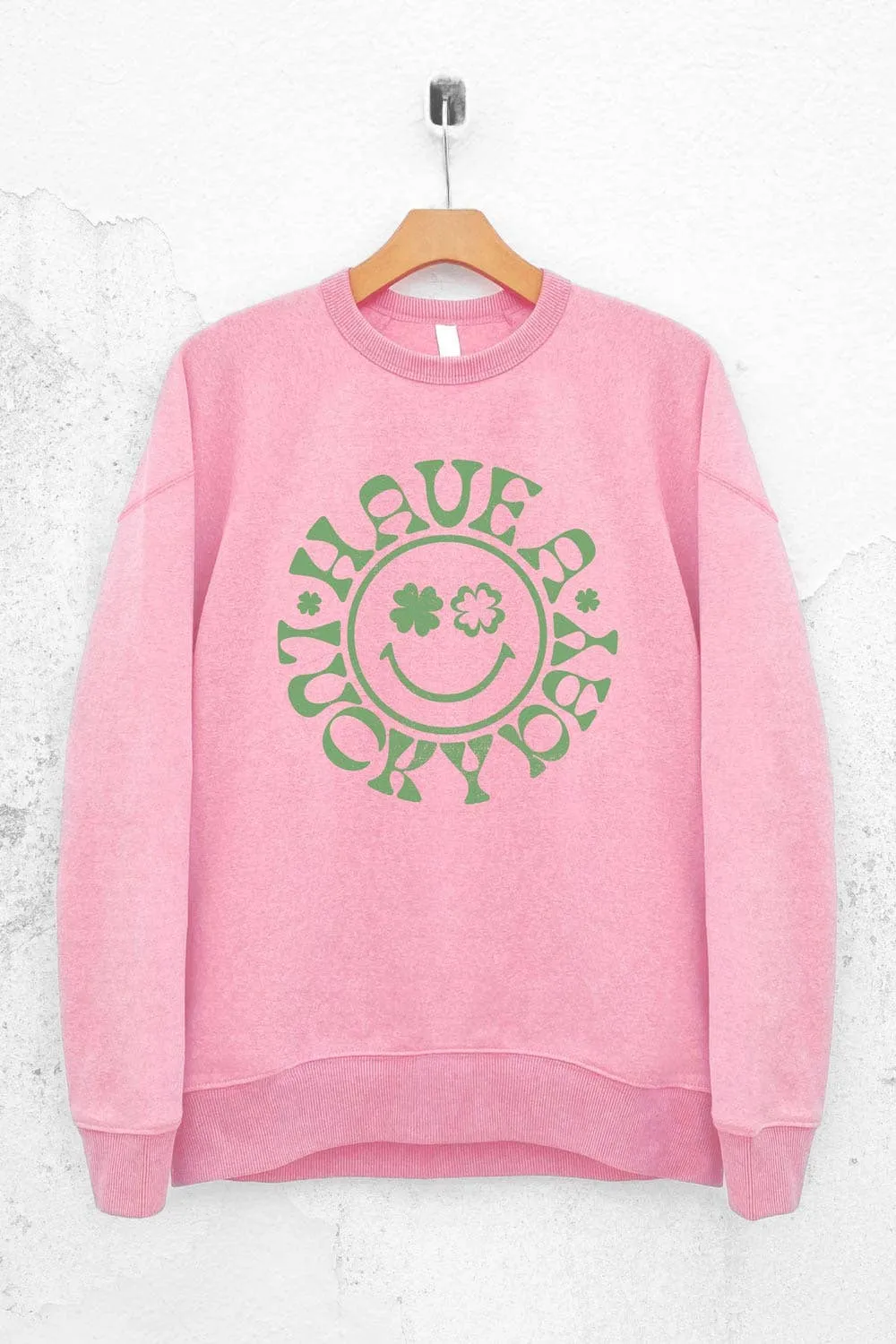Lucky Happy Face Saint Patricks Day  Graphic Sweatshirts: L / LODEN FROST