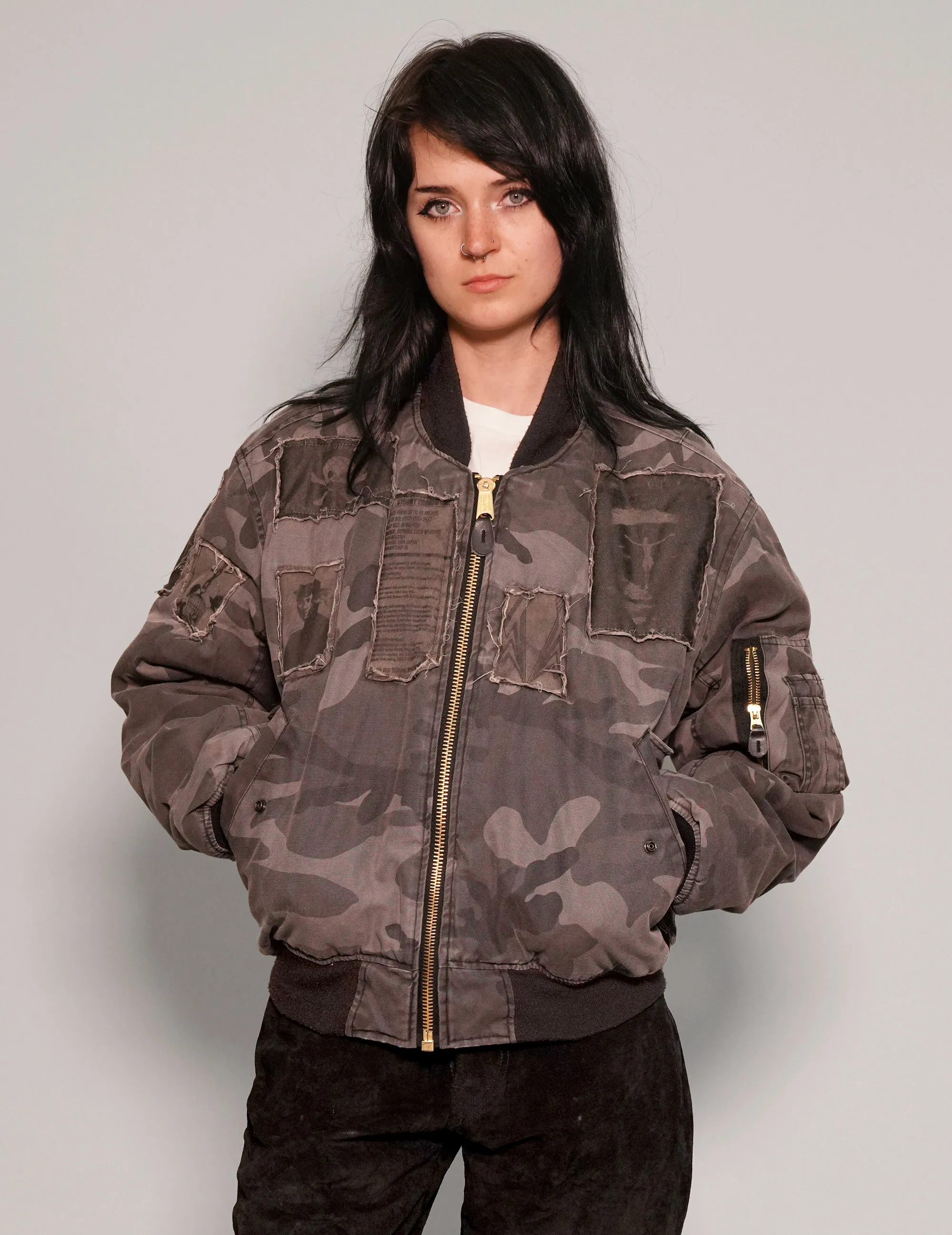 MA 1 Patched Bomber in Grey Camo