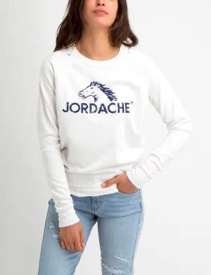 Madison Distressed Logo Graphic Sweatshirt