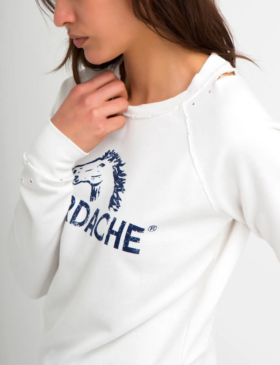Madison Distressed Logo Graphic Sweatshirt