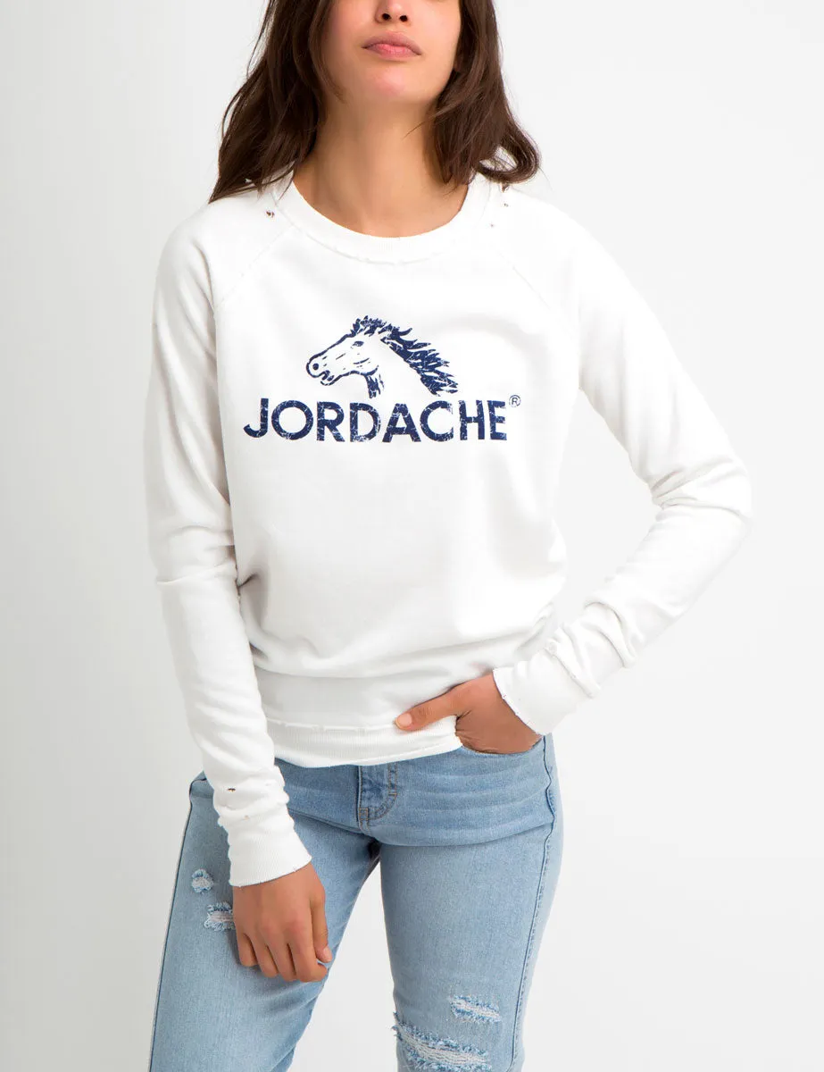 Madison Distressed Logo Graphic Sweatshirt