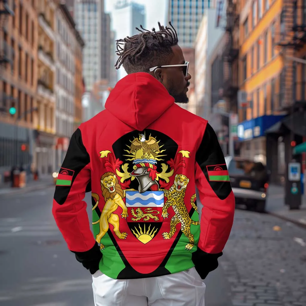 Malawi Zip Hoodie Flag Colors Blended with National Emblem TS04
