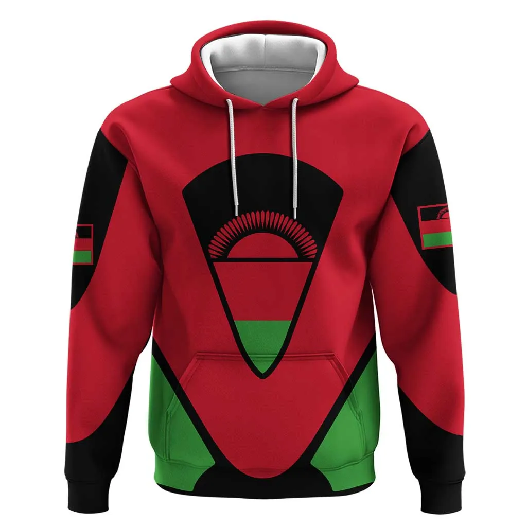 Malawi Zip Hoodie Flag Colors Blended with National Emblem TS04