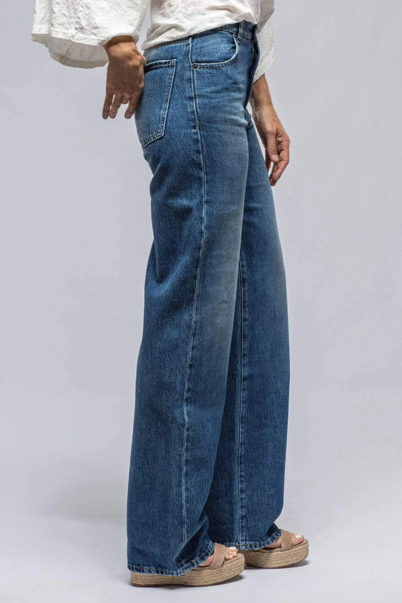 Martina High Rise Wide Leg Jean In Mid Blue