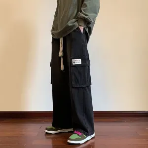 Men Cargo Pants Retro Classic Retro Loose Casual Wide Leg Pants