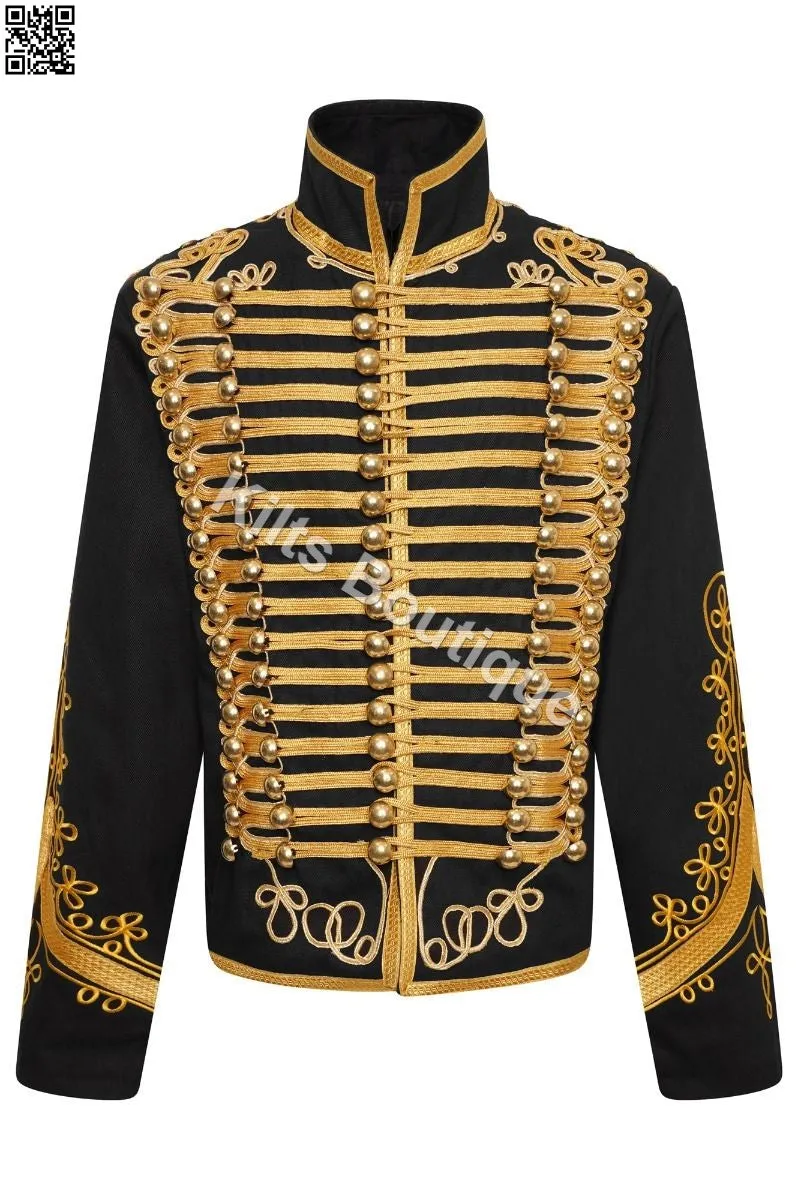 Men's Adam Luxe Military Drummer Black Hussar Napoleon Jacket