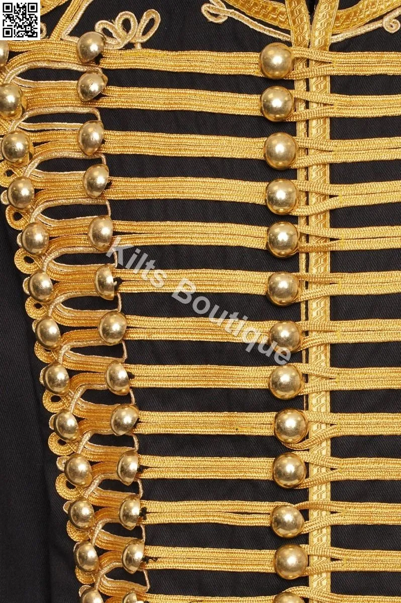 Men's Adam Luxe Military Drummer Black Hussar Napoleon Jacket