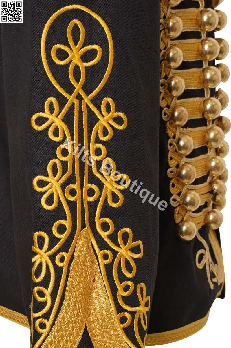 Men's Adam Luxe Military Drummer Black Hussar Napoleon Jacket