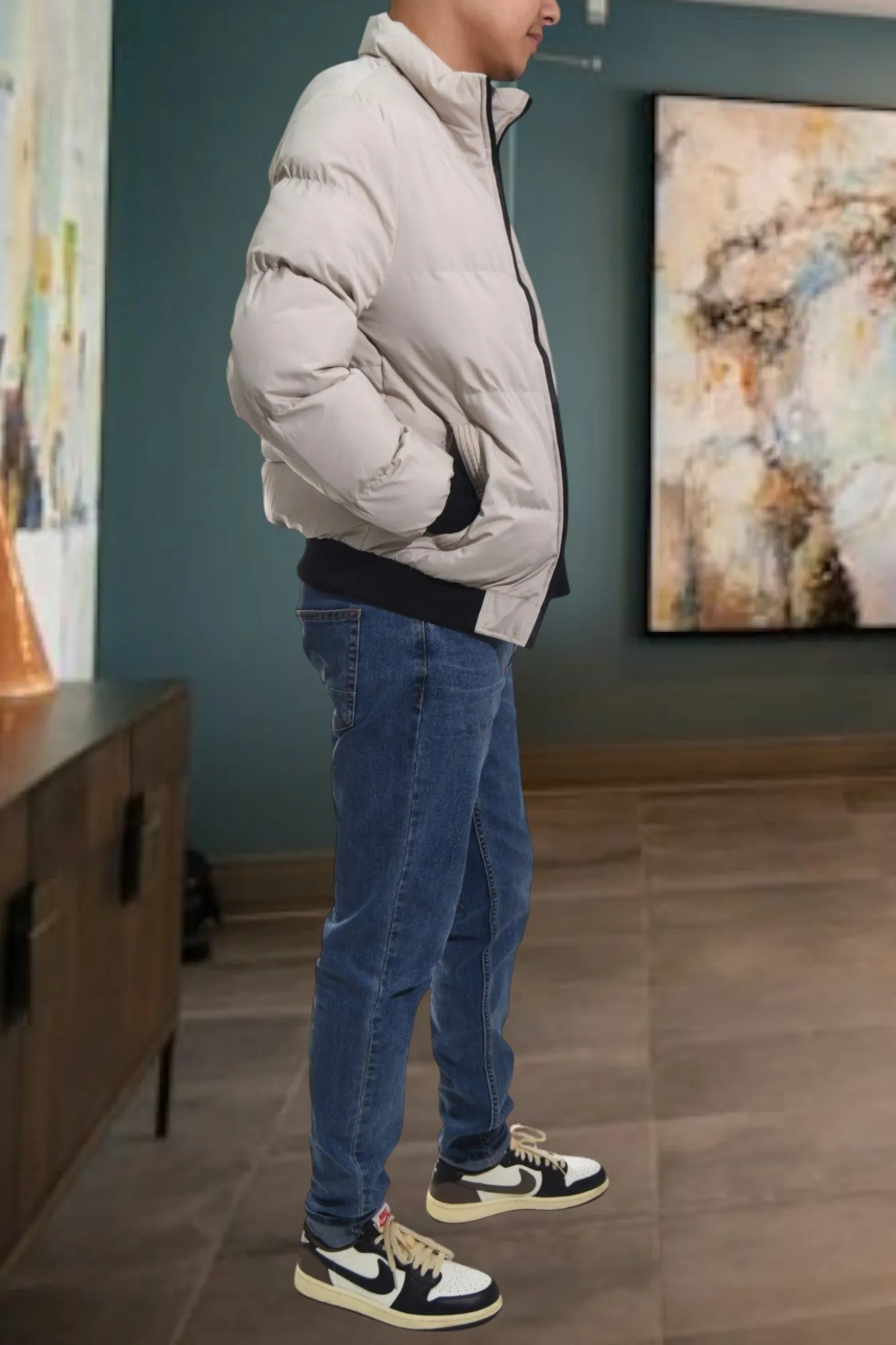 Mens Cream Puffer Jacket