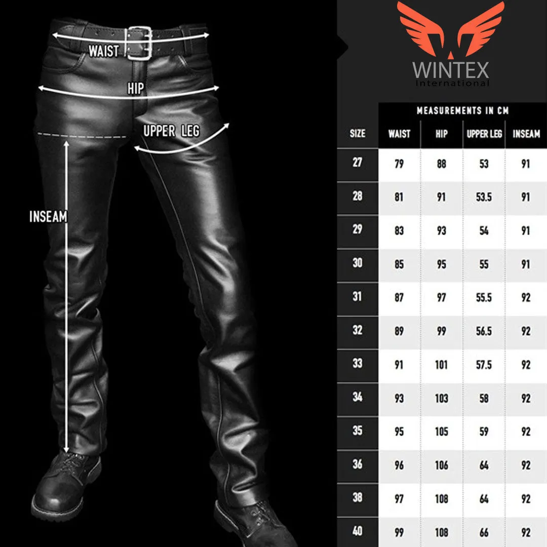 Men’s Real Cowhide Leather Bikers Cargo Pants Bikers 8 Pockets Cargo Pants