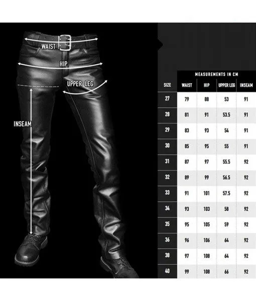 Men’s Real Cowhide Leather Cargo Pants Bikers Pants With Cargo Pockets