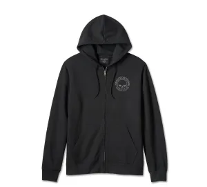 Men's Willie G  Skull Zip-Up Hoodie - Black