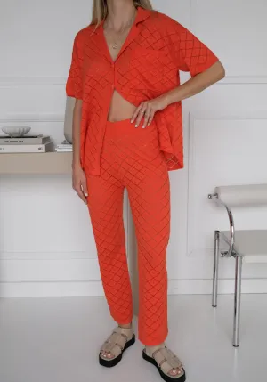 Miann & Co Womens - Sienna Knit Pointelle Pants - Tomato
