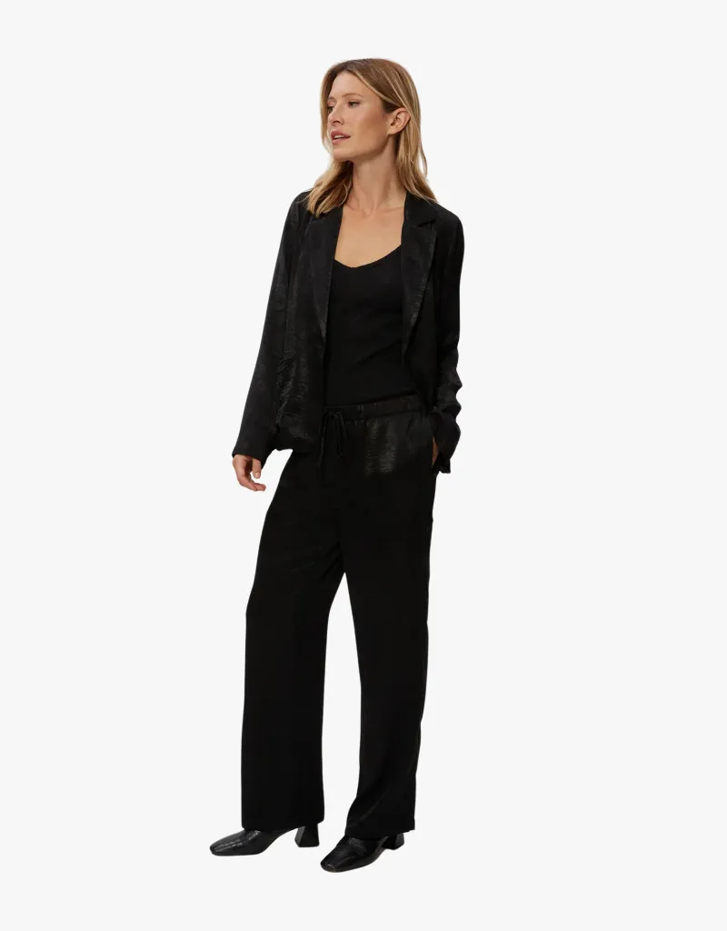 Michael Stars Sanji Hammered Satin Drawstring Pants in Black