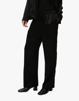 Michael Stars Sanji Hammered Satin Drawstring Pants in Black