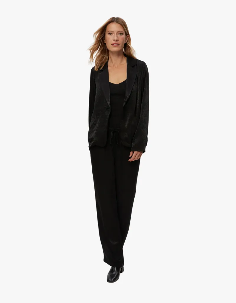 Michael Stars Sanji Hammered Satin Drawstring Pants in Black