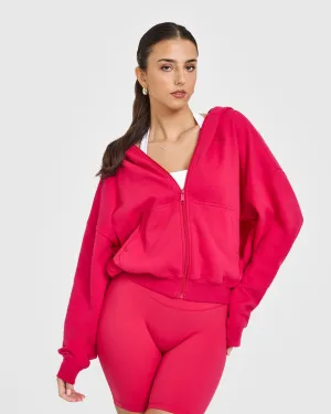 Mid Weight Zip Through Hoodie | Berry Bloom