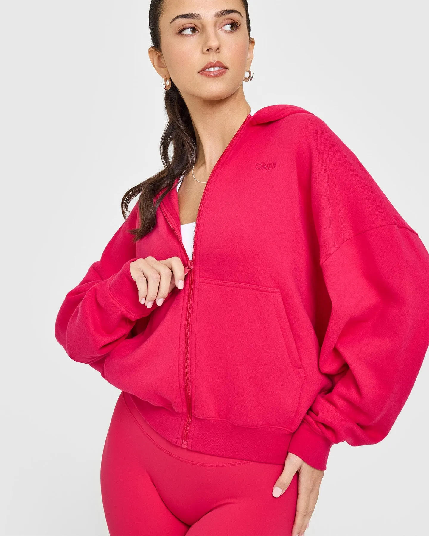 Mid Weight Zip Through Hoodie | Berry Bloom
