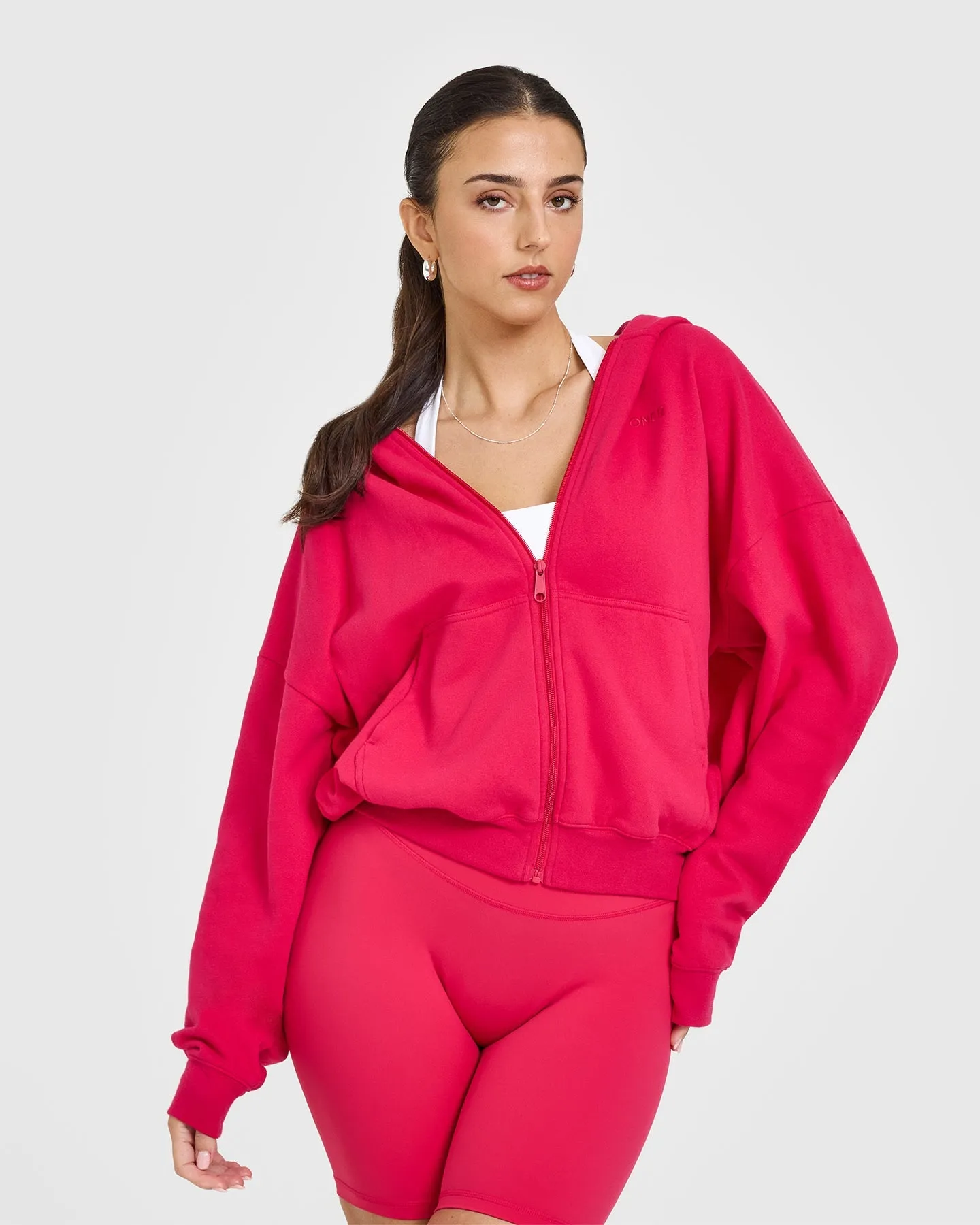 Mid Weight Zip Through Hoodie | Berry Bloom