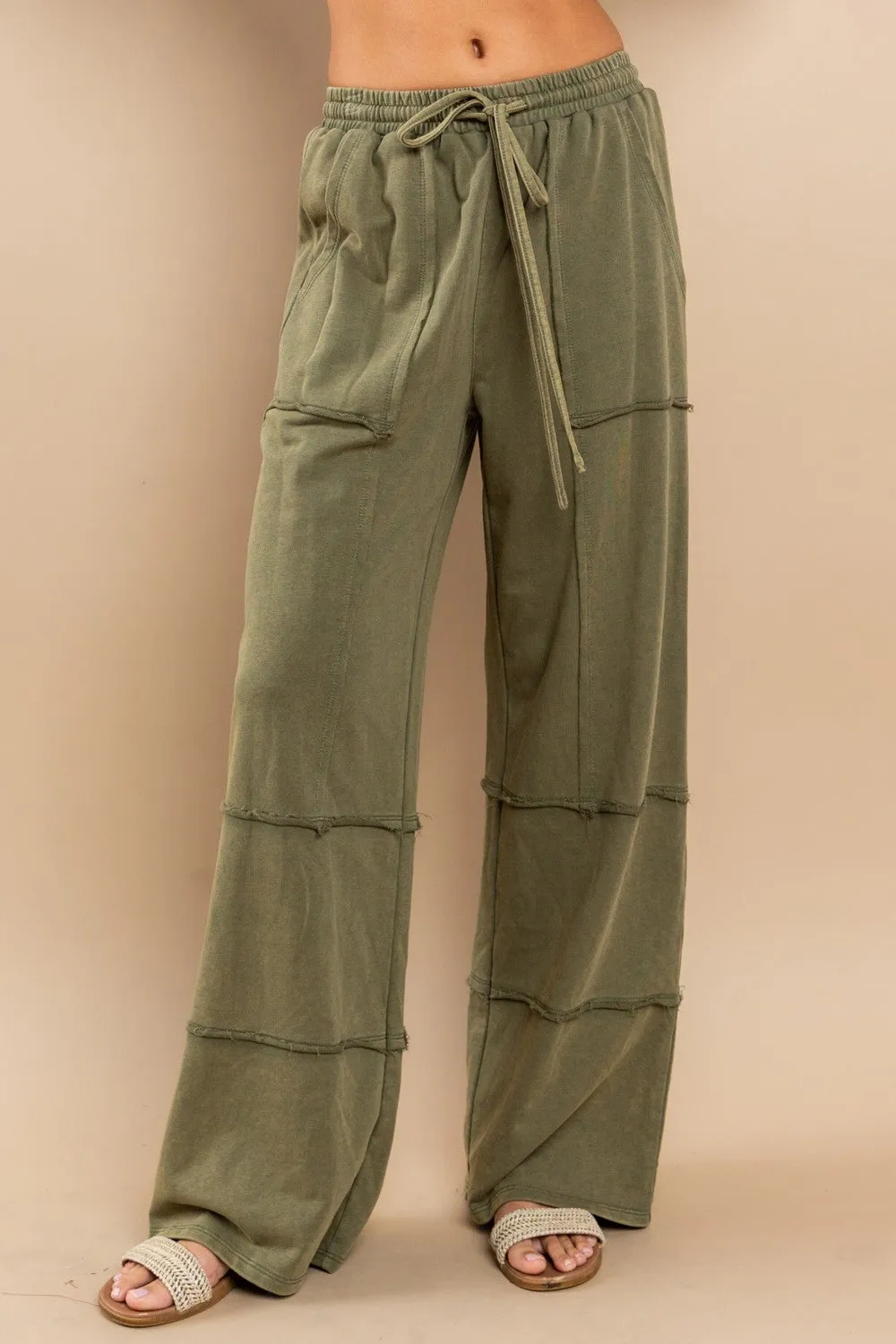 MINERAL WASH PANTS IN OLIVE