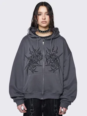 Minga Ink Grey Zip Up Hoodie