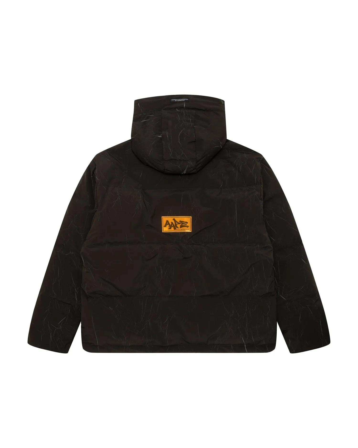 Moonface logo camo hooded puffer jacket
