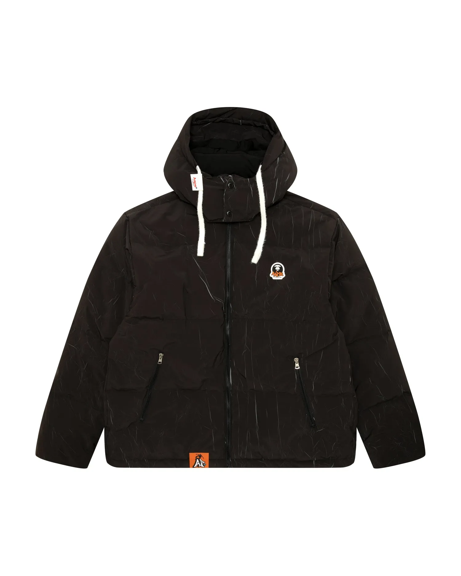 Moonface logo camo hooded puffer jacket