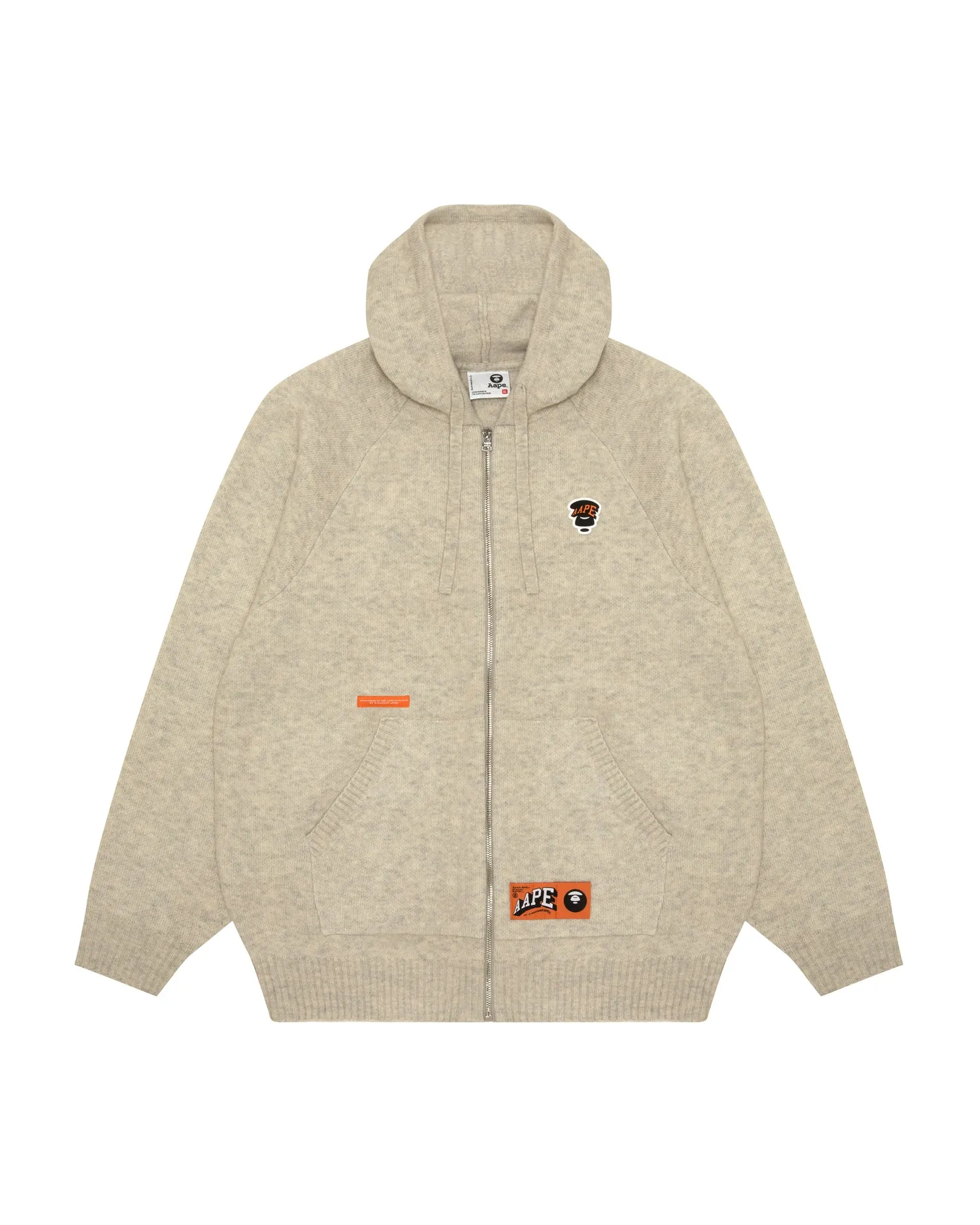 Moonface logo zip-up knit hoodie