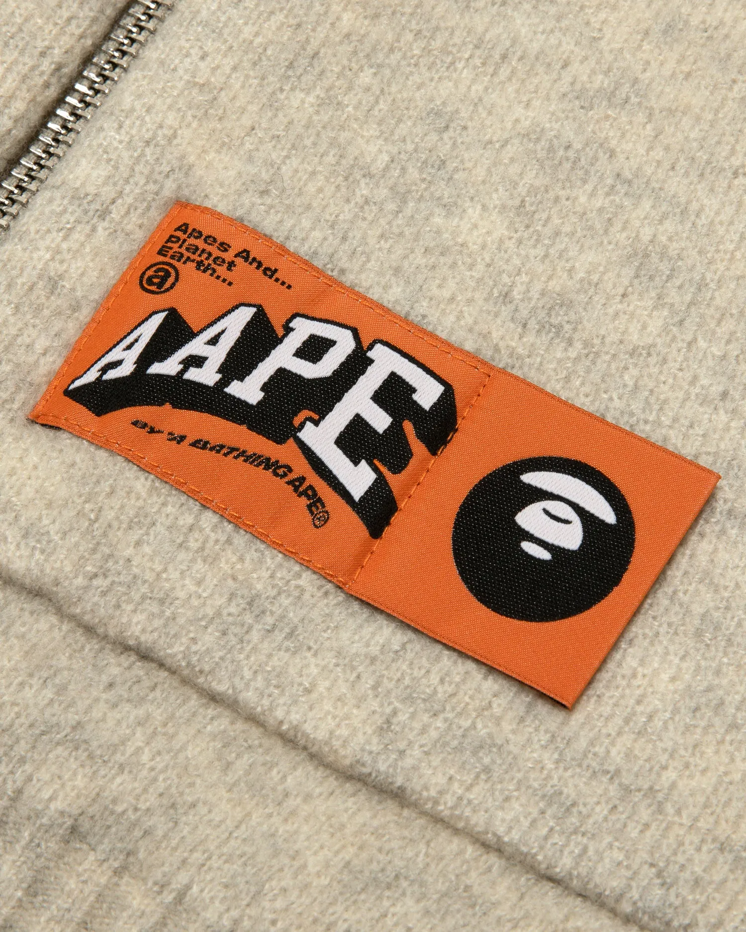 Moonface logo zip-up knit hoodie