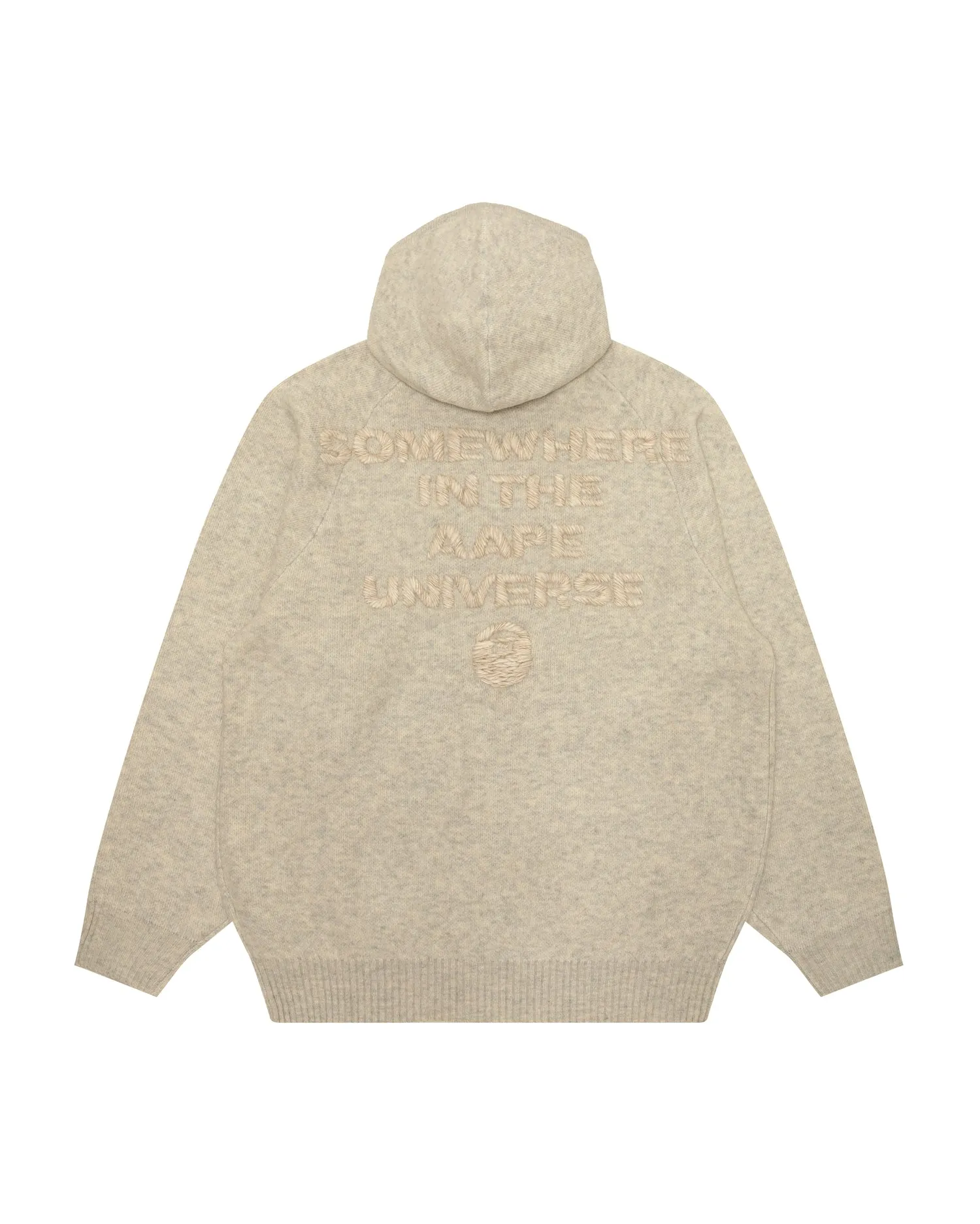 Moonface logo zip-up knit hoodie