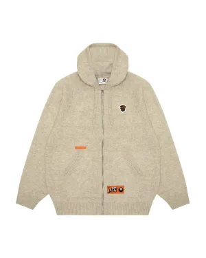 Moonface logo zip-up knit hoodie
