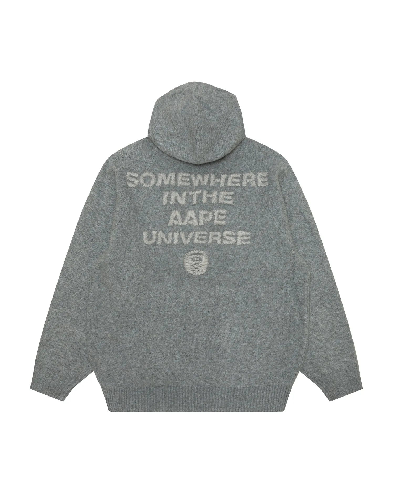 Moonface logo zip-up knit hoodie