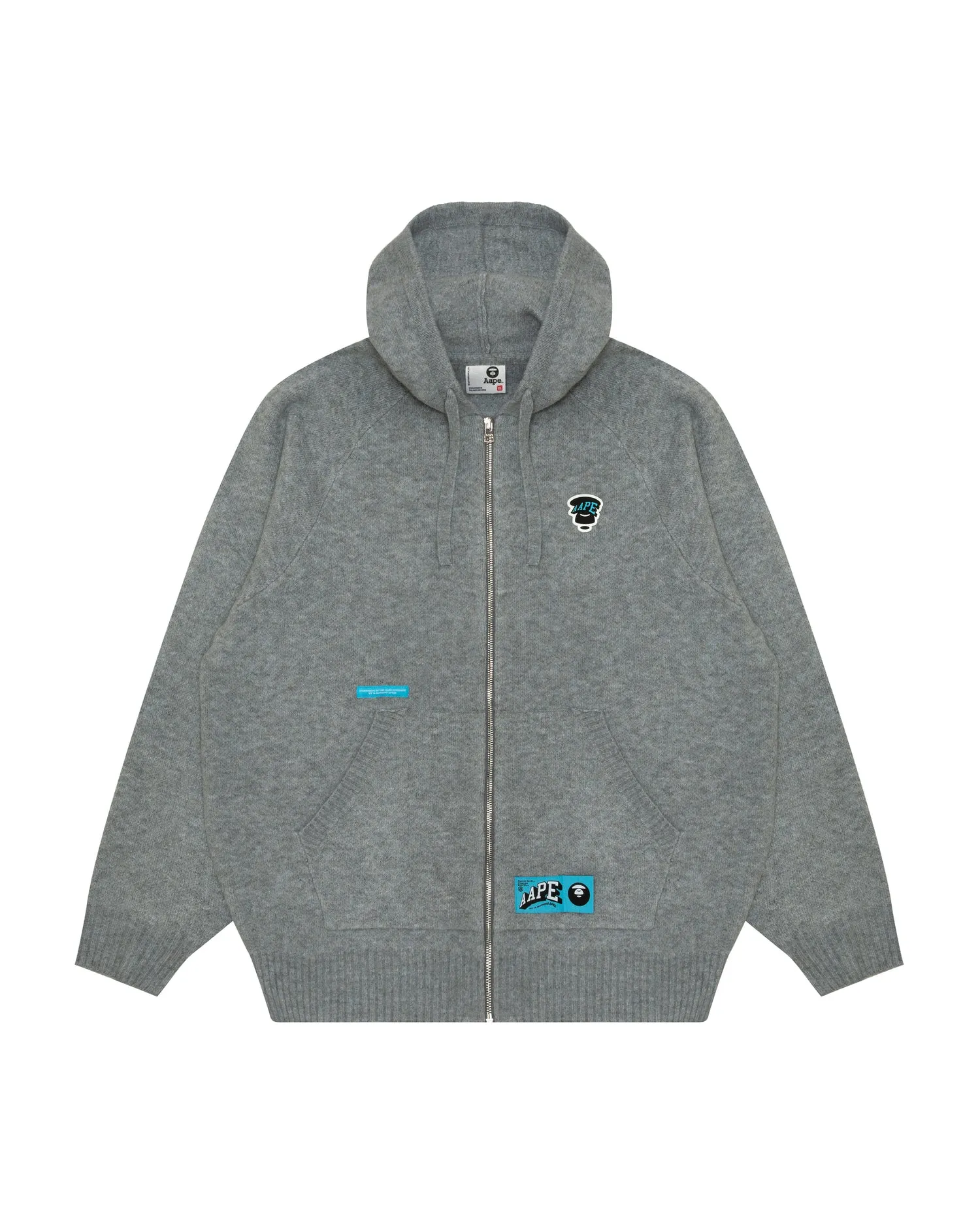 Moonface logo zip-up knit hoodie