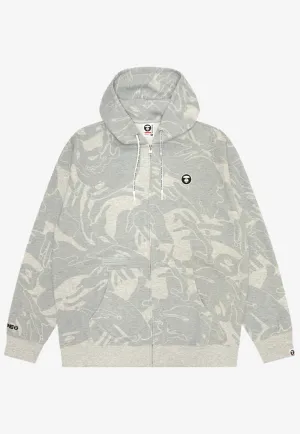 Moonface Zip-Up Camo Hooded Sweatshirt
