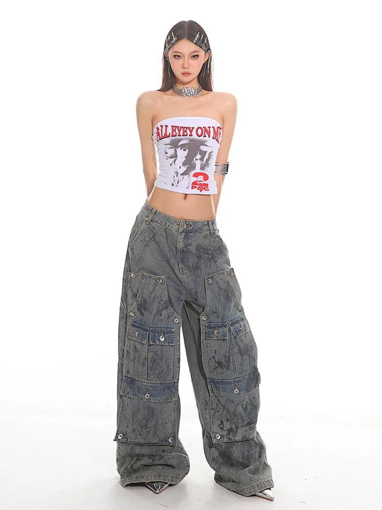 Multi-Pocket Utility Cargo Denim Pants