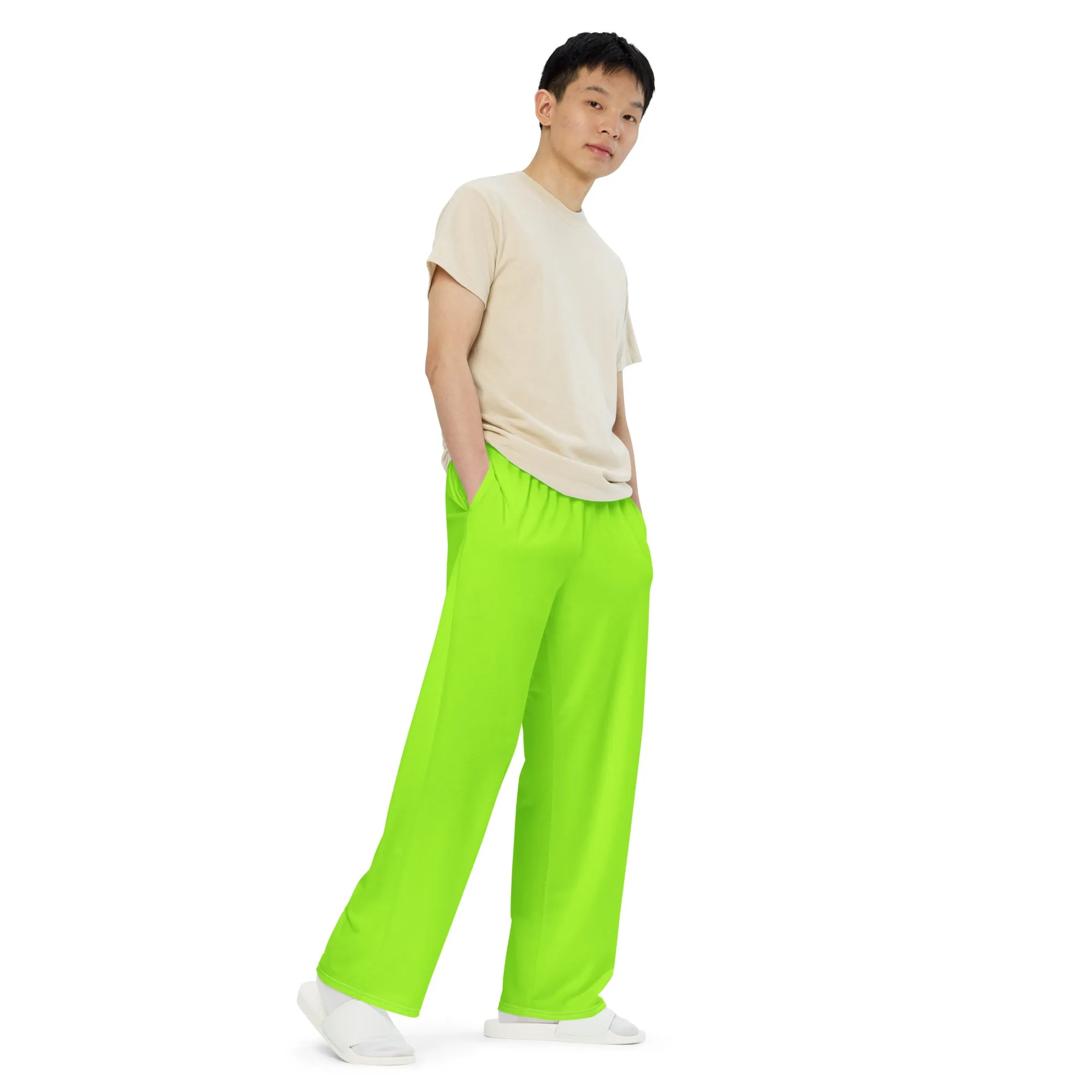 Neon Green Unisex Wide-Leg Pajama Pants