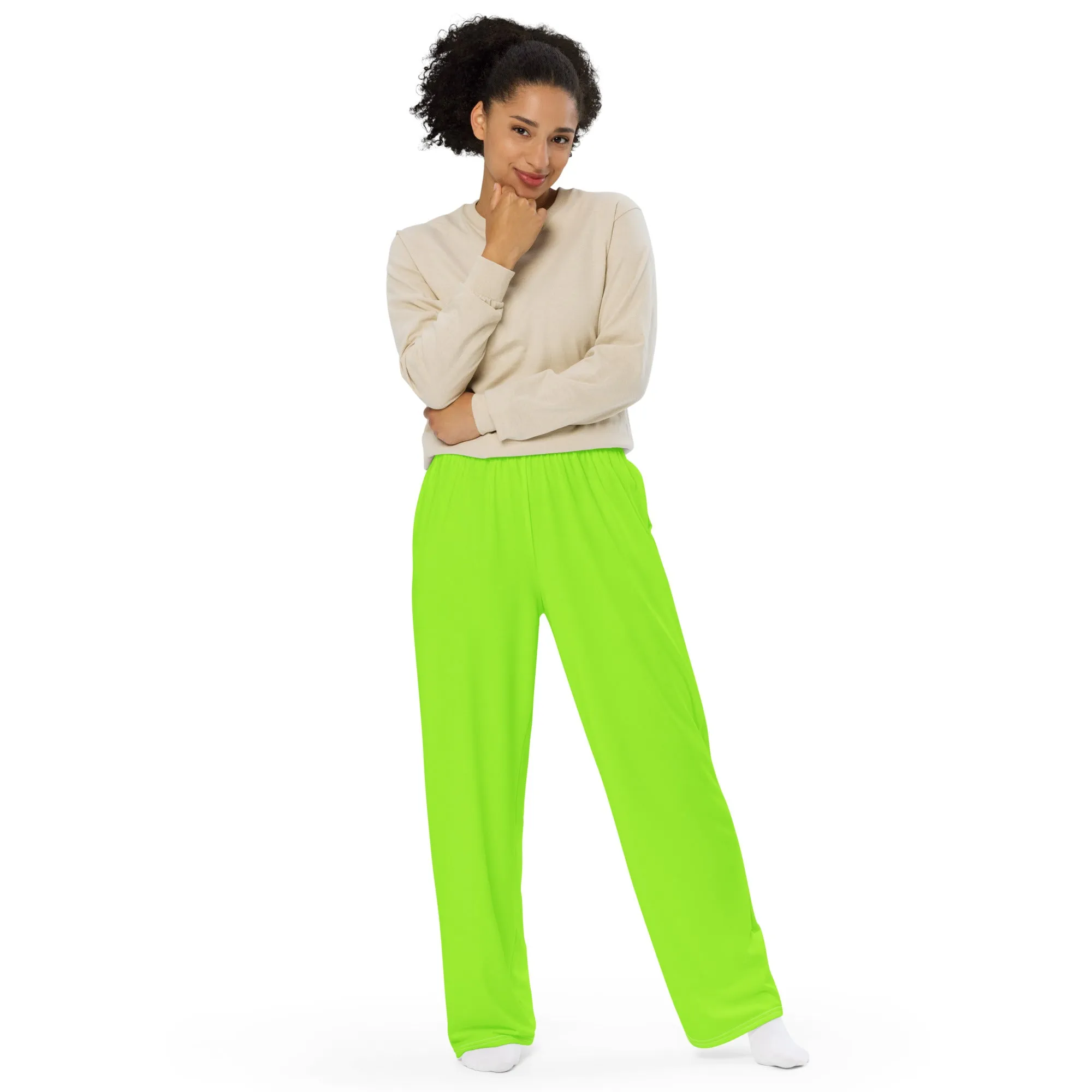 Neon Green Unisex Wide-Leg Pajama Pants