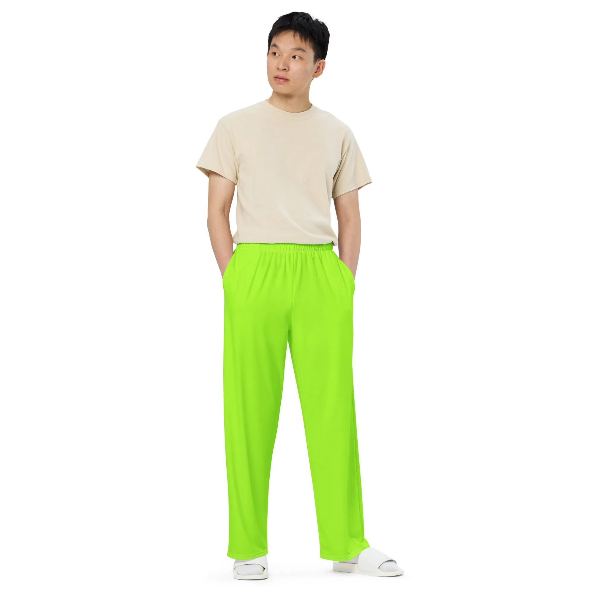Neon Green Unisex Wide-Leg Pajama Pants