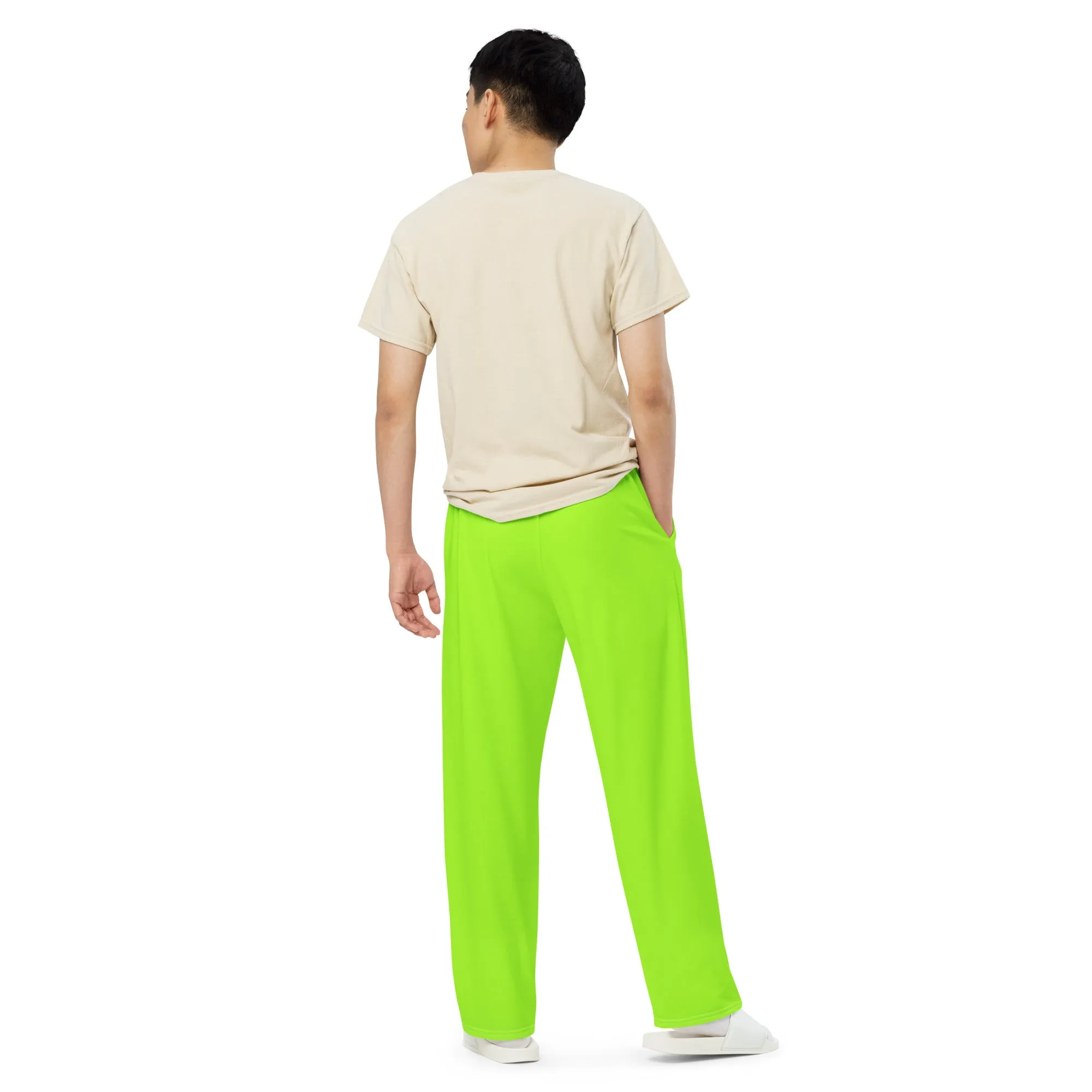 Neon Green Unisex Wide-Leg Pajama Pants