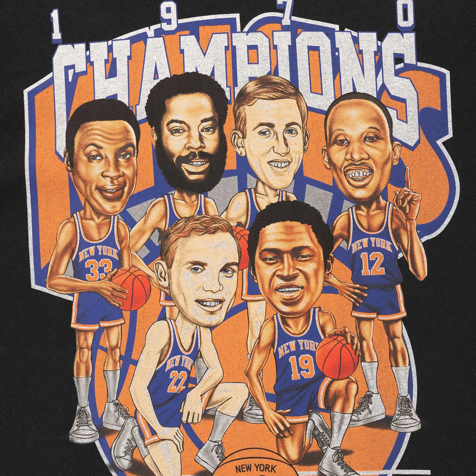 New York Knicks 1970 Champions Caricature Tee - Faded Black