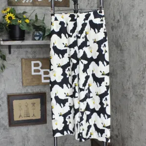 Nine West Womens Woven Elastic Back Wide Leg Pants 16606800ee8fe7 Black Floral M