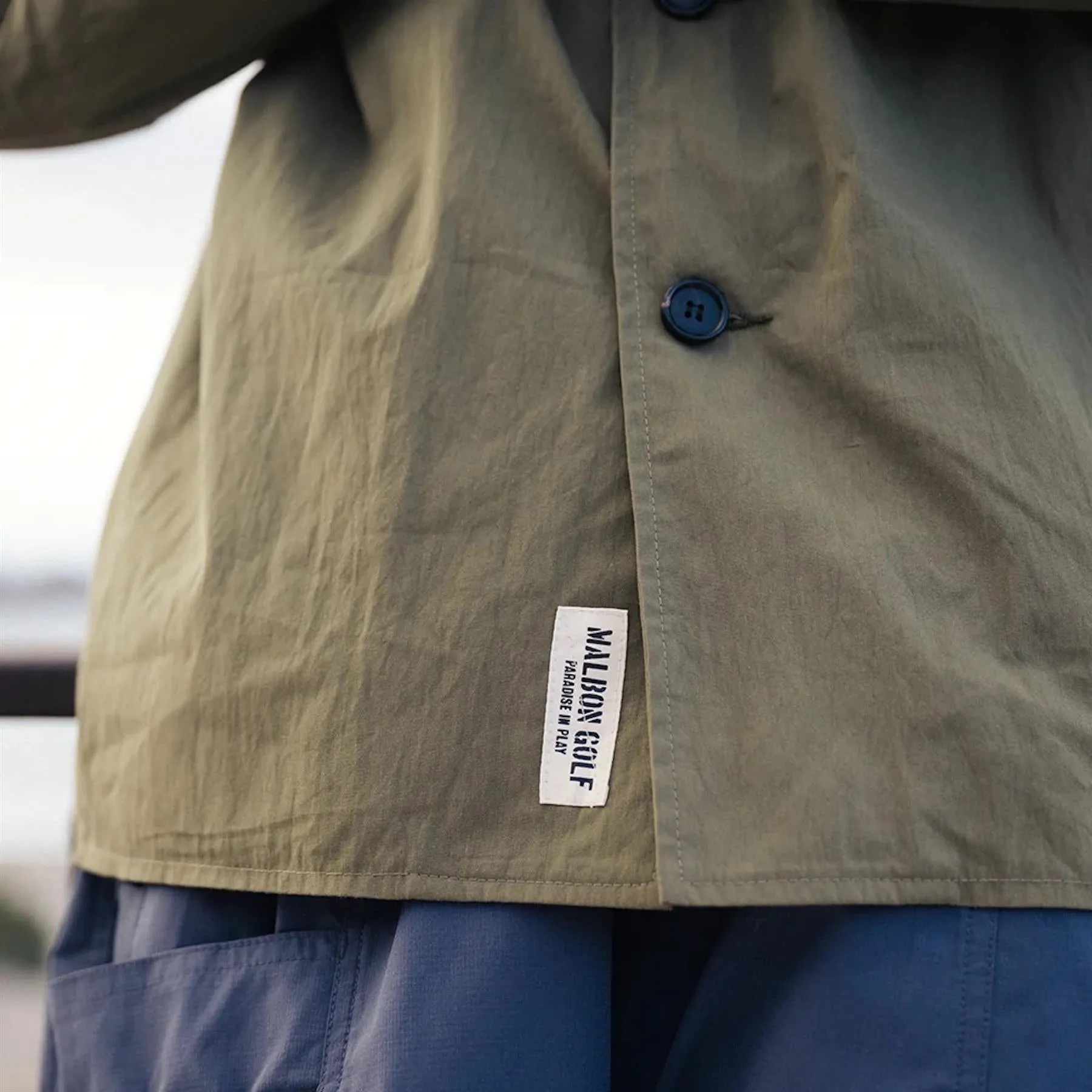 Nylon Band Collar Jacket Military Green